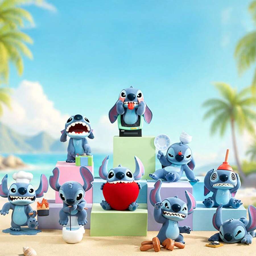 Miniso 名创优品迪士尼史迪奇神秘盲盒,淘气时刻趣味手办收藏品,可爱动漫风格搪胶玩具 - 彩色 - 查看 1