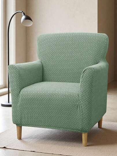 1PC, Elastic T-Shaped Abstract Grid, Small Single Sofa Cover, Household Items, All-Season Sofa Cover, Complete Set, Sofa Cover, Dust Cover, Suitable For Bedrooms And Studies, Perfect For Christmas Use