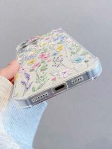 1pc1pc Floral Print Pattern Transparent Shockproof TPU Phone Case, Can Be Used As Holiday Gift, Compatible With  XS/XS Max/XR/11 12 13 14 15 16 Pro 17/Pro Max/14 15 16 Plus, Card Holderphone Cases  Case  17 Case  17 Pro Case  17 Pro Max Case - 1pc - 查看 4