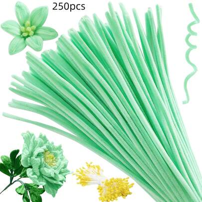 250pcs Set, 100pcs Colorful Felt Tubes + 150pcs Flower Stamens, Suitable For DIY Crafts, Party Decorations, Art Projects, Size: 12 Inches X 6mm, Can Be Used As Handmade Gifts