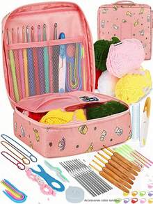 59pcs Crochet Kit, Handmade Gift For Boyfriend/Girlfriend, Pet Accessories Crochet, DIY Beginner Crochet Full Set With Yarn, Portable Knitting Tools, Basic DIY Crochet Tools With Yarn, Handcraft Tool Kit Gift For Elderly - Lucky Cat 58-piece Set - View 1