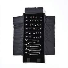 YRUID Fashion Mini Small Black 10 Buckles Necklace Rings Earring Bracelets Storage Bag Jewelry Nylon Roll Organizer Bag Velvet Bracelet Carrying Display Holder Jewelry Business Pouch - Black - View 5