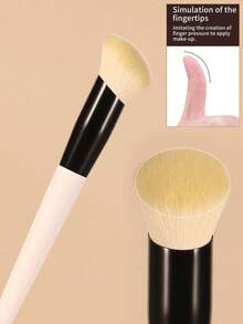 2pcs Makeup Brush Set, Suitable For Foundation, Powder, Concealer And Multi-Functional Kabuki Blending Brush, With Carrying Case, Ideal For Beginners - Black and White - View 6
