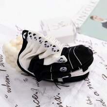 新款熊猫刺绣短袜，薄棉可爱卡通黑白低帮船袜 - 彩色 - 查看 6