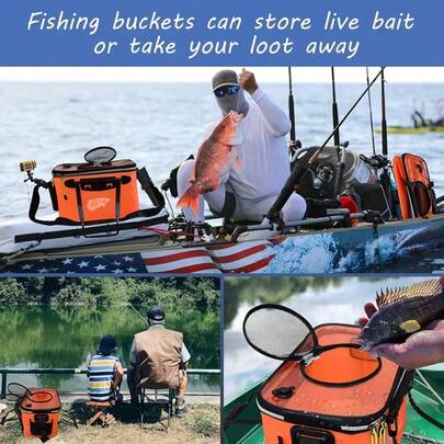 [Fishing Bucket & Tank] EVA Collapsible Outdoor Fishing Bucket, And Durable Fishing Container, Fish Box, Live Fish Tank, Fishing Gear Supplies