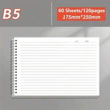 60 Sheets Horizontal Spiral Bound B5 Lined Notebook, Thick Transparent Removable Pages, Suitable For Note-Taking, Copying Quotes - B5 - View 9