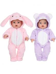 16-18 Inch Children's Doll Clothes, Cute Rabbit & Bear Hooded Outfit, Realistic Doll Clothing, Suitable For Children 3+ Years Old, (Doll Not Included), Holiday & Birthday Gift - Multicolor - View 5
