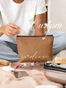 Customizable Makeup Bag With Name, Personalized Makeup Bag With Unique Design, Storage Pouch, Fashionable Minimalist Monogram Lightweight Cosmetic Bag - Multicolor - View 10