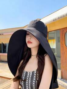 女士全脸防晒帽，披肩式遮阳帽，透气材质，一体式颈部遮盖，披肩帽，沙滩遮阳帽，户外帽，穆斯林头巾，日常佩戴帽 - 多色 - 查看 1