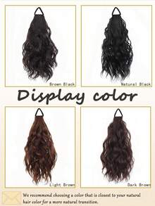 1条女士纯色简约弹力发圈，12英寸分层波浪马尾假发饰品，发绳，发圈，发饰，适合所有季节，是低马尾的理想选择，橡皮筋发绳弹力发圈 - 彩色 - 查看 6