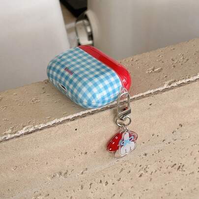 撞色创意设计红蓝格子蘑菇吊坠苹果Pro 2手机壳，可爱简约保护套，兼容苹果Pro、3、1/2