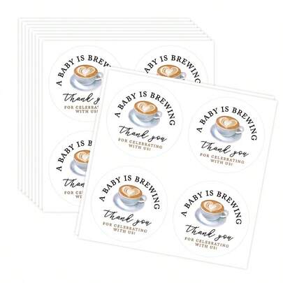 "Baby Shower" Theme Decorative Stickers, Coffee Theme "Thank You For Celebrating With Us" Stickers, Suitable For Souvenirs, Gifts, Envelopes, And Coffee Decoration