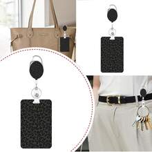 一套（证件夹+卡套）可爱百搭的豹纹图案教师证件夹，可伸缩证件卷轴，趣味单面椭圆形旋转夹，护士证件套，护理证件配件，名片保护套，钥匙扣，适合教师、医护人员、徒步旅行者、上班族、年轻人、护士，护士节礼物 - 休閒款 - 查看 9