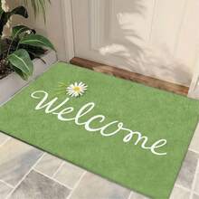 1pc Spring/Summer Daisy Welcome Mat - With Welcome Letter Print Carpet, Short Plush Rug, Machine Washable, Suitable For Living Room, Bedroom, Bathroom, Kitchen And Laundry Room - Durable, Fade-Resistant Entrance Mat. - Multicolor - View 1