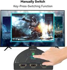 HDTV Switch, GANA 4K HDTV Splitter 3 In 1 Out, 3-Port Switcher Selector With Pigtail HDTV Cable, Supports Full HD 4K 30Hz 1080P 3D Player, Compatible With Fire Stick , PC,TV - View 3