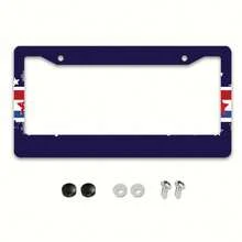 1 Metal License Plate Frame |   Red And White Striped Star Pattern, Suitable For North American And Most International Vehicles, Includes Mounting Screws, Car Decoration Accessories, Ideal For Independence Day Celebrations - 12x6inch - Style 1 - View 10