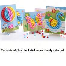 1/2/3 套 21.5*16cm 彩色卡通毛绒球贴纸，适用于幼儿园手工课 DIY 拼图球绘画装饰 - 彩色 - 查看 10