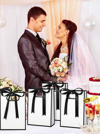 6/12pcs/ Eid Gold Foil Kraft Paper Gift Bags Perfect For Gifting, Shopping, Parties, And Wedding Presents Compact And Convenient