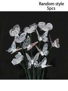 5个逼真的黑白蝴蝶花园插牌，适用于婚礼、家居装饰、庭院、花瓶装饰、主题派对、节日庆典（款式随机） - 多色 - 查看 13