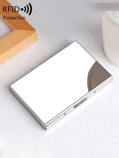 FOREVER MIYIN Minimalist Solid Color RFID Blocking Credit Card Holder,Metal Wallet Stainless Steel Credit Card Protector Case Business Card Holder For Men And Women,High Quality Mirror Card Holder,Suitable For Business Commute Work Vacation- Ideal Gift For Birthday/Teacher's Day/Anniversary/Valentine's Day