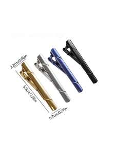 Pinza de corbata de acero inoxidable pulido, barra de corbata simple de lujo para hombres de negocios - Multicolor - Ver 7