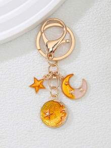 1PC Moon And Star Keychain, DIY Accessory, Bag And Clothes, Pendant, Alloy Keychain - Ideal Birthday Gift, Party Small Gift, Or Holiday Gift - Multicolor - View 4