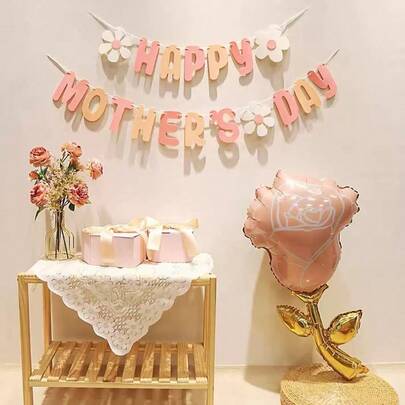 Happy Mother's Day Decorative Pull Flag, Store Room Hanging Decor, Mom's Festival Atmosphere Decoration, Photography Prop, Daisy Mother's Day Pull Flower