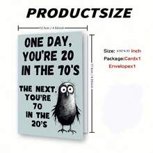 1Pc 70th Birthday Card For Men & Women Funny 70 In The 20's Design - View 4