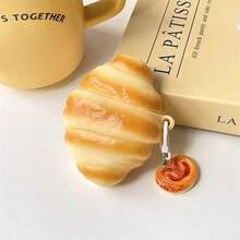 [Fun Silicone Protective Case] ​​3D Croissant Design, Compatible With Apple AirPodscase1/2/3/4/Pro, Creative Earphone Case, Electronic Pet Accessory - Yellow - View 5
