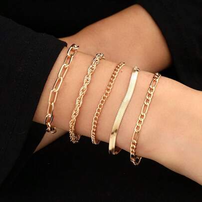 Europe And The United States Popular Set Jewelry Fashion Personality Five-Piece Set Alloy Combination Jewelry Women's Spot