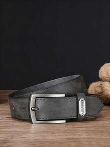 1pc Men's Splicing Alloy Buckle Minimalist Stylish Casual Decorative Belt - Black - View 3