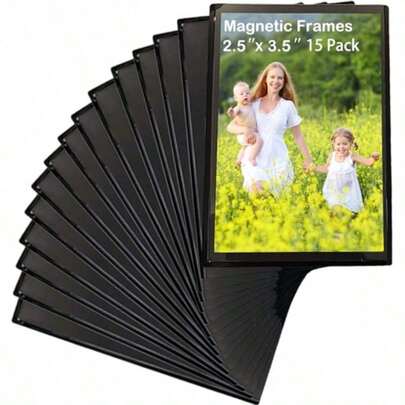 15pcs Reusable Magnetic Picture Frames, 2.5x3.5 Inches Magnetic Frames For Photos, Fridge Photo Sleeves, DIY Wall Decor Art Home Decor, Perfect For Birthday Party Wedding Anniversary Christmas Gift, Room Aesthetic, Photo Display, Fridge Decor, Locker Accessories, Unique Gifts