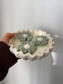 2件套硅胶模具 - 波浪边储物碗石膏模具 + 雏菊蜡烛模具，DIY创意折纸圆形蜡烛杯模具，家居装饰/礼品摆件环氧树脂模具，手工铸造模具，艺术装饰石膏模具 - 2PCS/Set 矽膠模具 - 查看 4