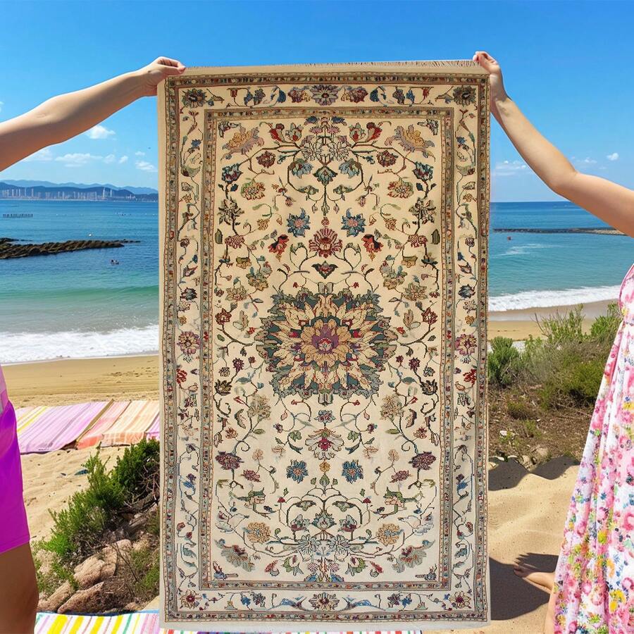 1 件复古花卉印花沙滩巾，柔软舒适轻便，适合旅行、游泳、潜水、冲浪、瑜伽、露营等各种场合，是沙滩必备用品。 - SSTJ10516 - 查看 1