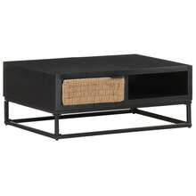 CROISSANCE Tavolino da Salotto 90x60x35 cm in Legno Massello di Mango - nero - Visualizzare 10