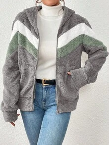 Imported Long-Sleeved Fleece Sweatshirt With Zipper And Thick Hood. - Light Grey - View 3