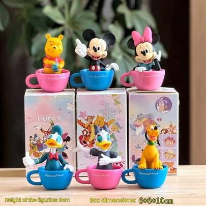 6 Styles Donald Duck, Mickey Mouse, Minnie Mouse Cup Figurines, Winnie The Pooh Collectible Cake Decorations