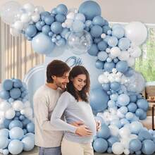 Dusty Blue Balloon Arch Kit Different Sizes 5 10 18Inch Light Blue And White Clear Latex Balloons Garland For Wedding Birthday Babyshower Gender Reveal Bridal Shower Party Decorations Supplies - As the Picture Shows - View 8