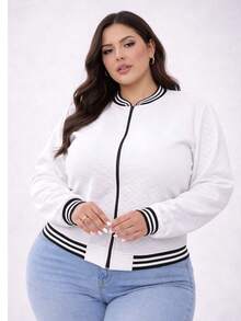 Plus Size Jackets - สีขาว - ดู 2