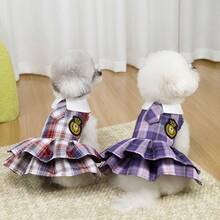 New Pet Shirt, Cat Clothes, Dog Clothes, Flare Sleeve, Dog Dress, Cat Floral Shirt, New Spring/Summer 26 Badge Dress, Animal Suspender Shirt, Cat Clothes, New Spring/Summer, Small Animal Clothes, Polka Dot Fashion Suspender Dress, Student Dress, Cat Clothes, Romper Dress Costume - Rust Brown - View 8