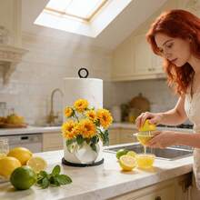 Bright Sunflower Paper Towel Holder - Freestanding Kitchen Paper Towel Roll Dispenser, Realistic Floral Design, Sturdy Base, No-Assembly Required Paper Roll Rack, Suitable For Bathroom, Dining Table, Bedroom Farmhouse Decor, Durable Design, Mother's Day Gift - Multicolor - View 8