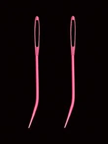 2支装毛衣缝纫针，粗弯针，大眼针，编织针，手工缝纫针 - 红色、蓝色、绿色、银色、紫色、橙色 - 鋁大眼彎頭手縫針 - 查看 10