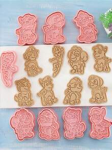 Paw Patrol 8pcs Christmas Cookie Cutter Set, Cartoon Christmas Ball Shaped Cookies Baking Mold, 3D Embossing Tool - Multicolor - View 3