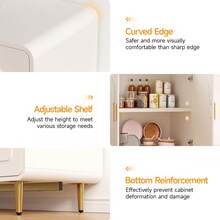ONBRILL 60" Sideboard Buffet Cabinet, Cream White Credenza Storage Cabinet, Large Modern Console Table With Archway And Shelves, Coffee Bar For Living Dining Room Kitchen Hallway - 白色 - 查看 7