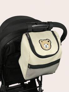 1个婴儿推车收纳袋，可爱小熊图案，多功能尿布收纳盒，大容量，妈妈必备 - 彩色 - 查看 8