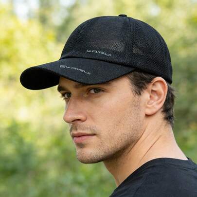 Boné de beisebol casual de verão para atividades ao ar livre, com proteção solar e aba macia. Chapéu de sol masculino de malha fina e respirável, ideal para pesca.