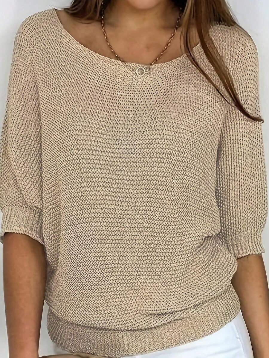 Elegant Women's Pullover Sweater For Spring, Summer, Autumn, Essential For Holidays, Batwing Sleeve Design, Soft & Comfortable Knit
