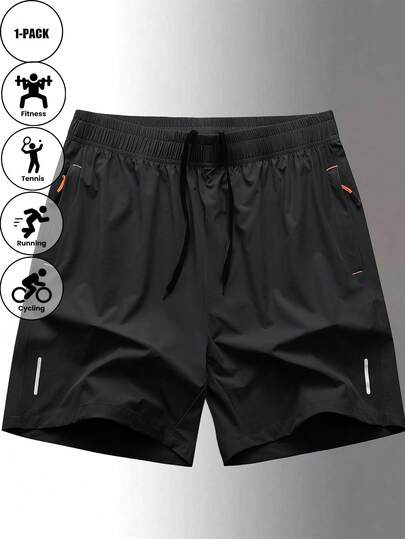 Quần short nam dáng suông, in họa tiết sọc phản quang, thích hợp cho thể thao, hoạt động ngoài trời, chạy bộ, mùa xuân và mùa hè.