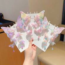 Chinese Style Butterfly & Flower Tassel Hairpin, Elegant Hanfu Hair Accessory, Suitable For Cosplay, Photography And Styling, Claw Clips,Summer,Holiday,Travel - Pink - View 2