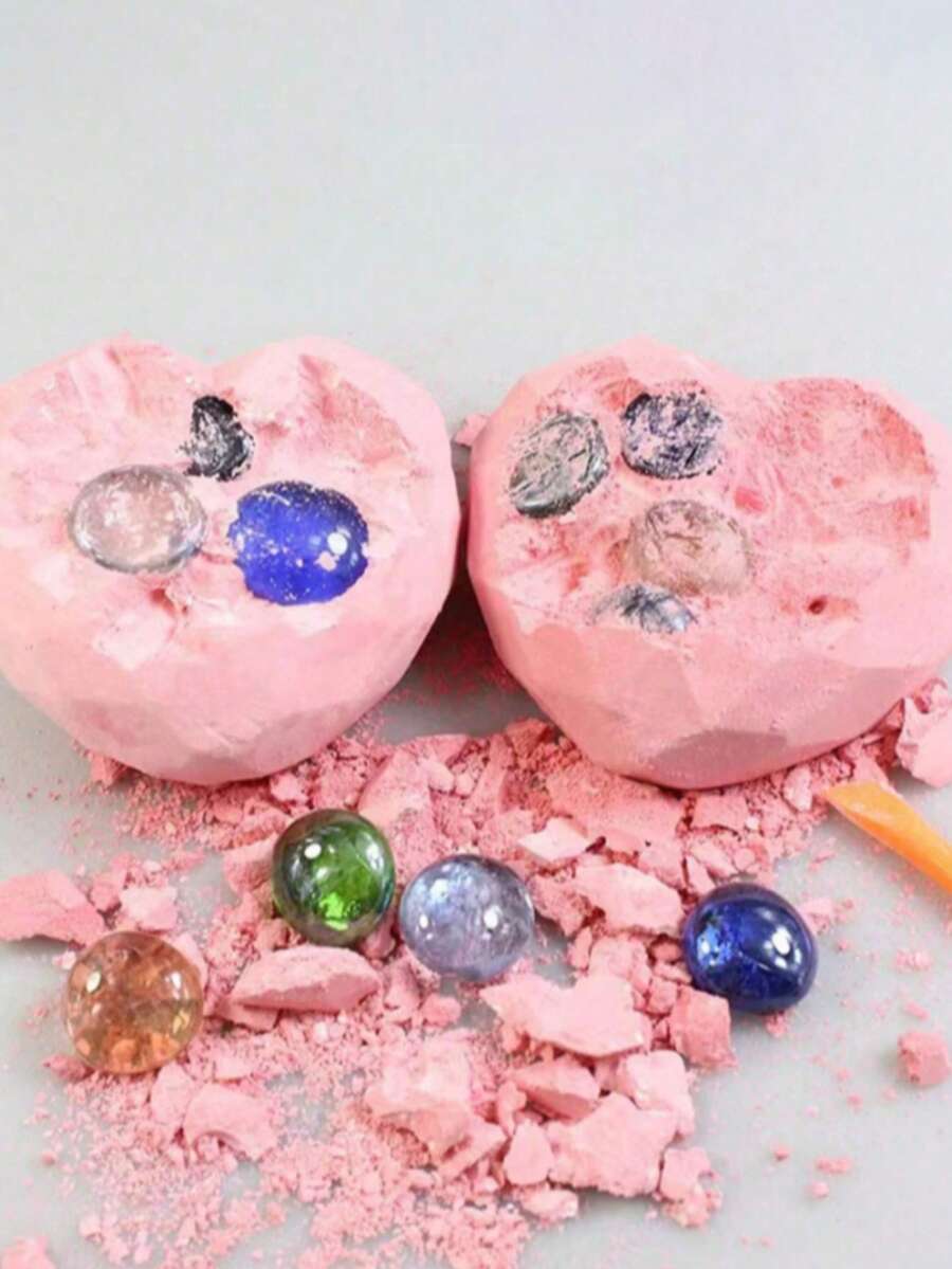 1件随机迷你考古水晶宝石挖掘套装，创意DIY儿童寻宝化石探索宝石玩具，益智拼图玩具，亲子互动玩具，生日/节日礼物